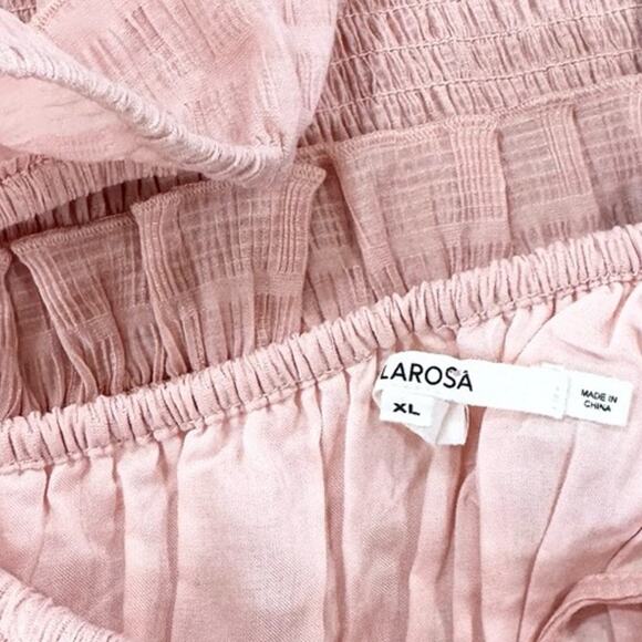 Tularosa Janine Pink Dress Smocked Ruffle Mini XL Coquette Romantic - Picture 4 of 8